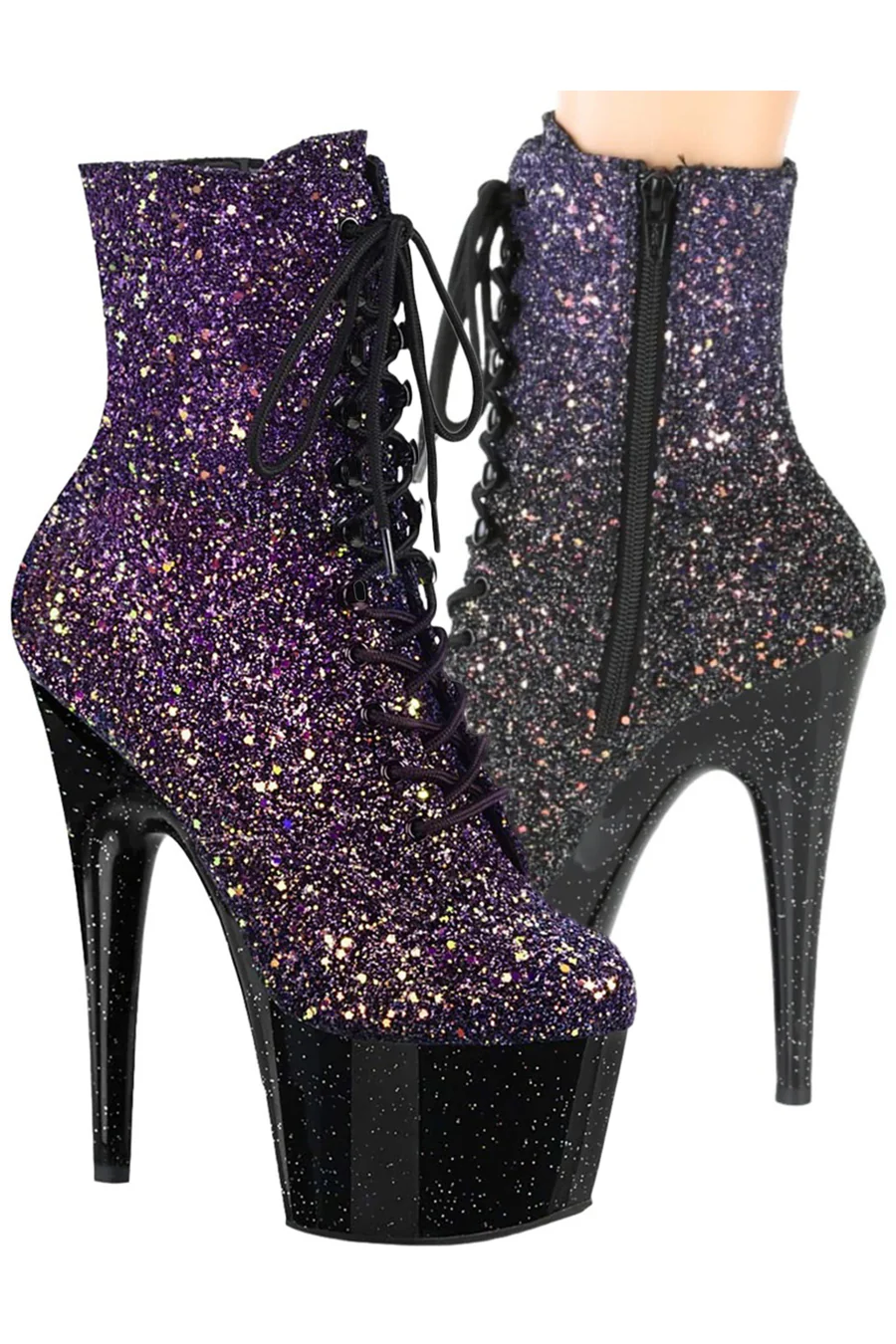 Pleaser ADORE 1020OMBG Purple Glitter Boots (UK6)