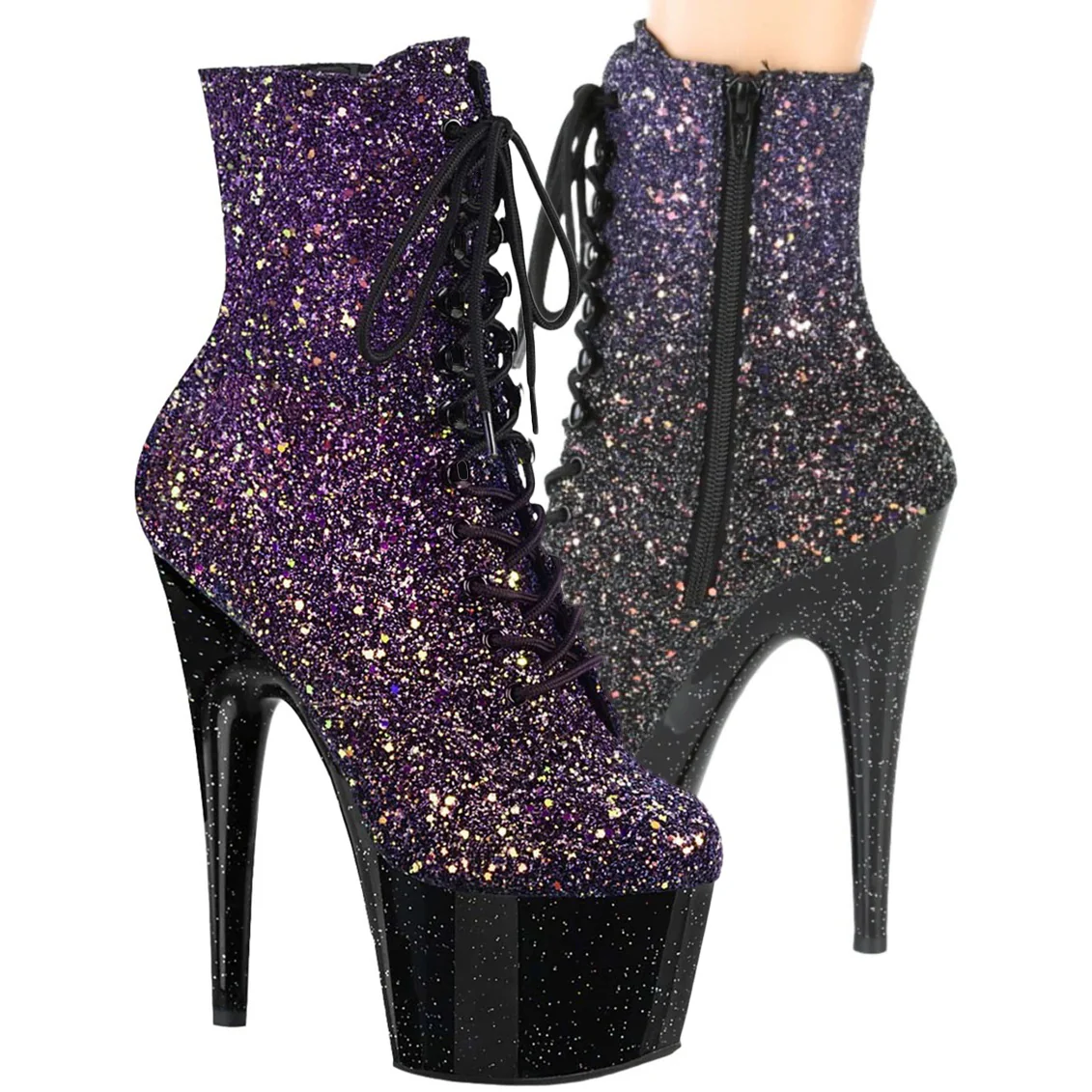 Pleaser ADORE 1020OMBG Purple Glitter Boots (UK6) - Image 8