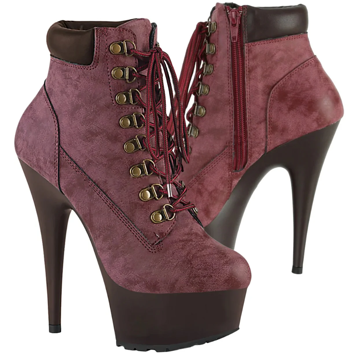 Pleaser DELIGHT 600TL 02 Boots Burgundy (UK5) - Image 7