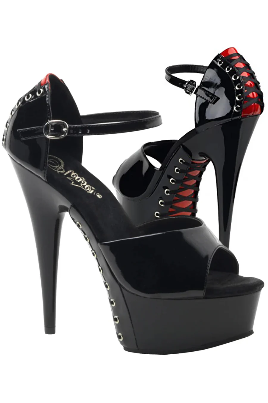 Pleaser DELIGHT 660FH Shoes Black/Red (UK6, 7, 8, 10)