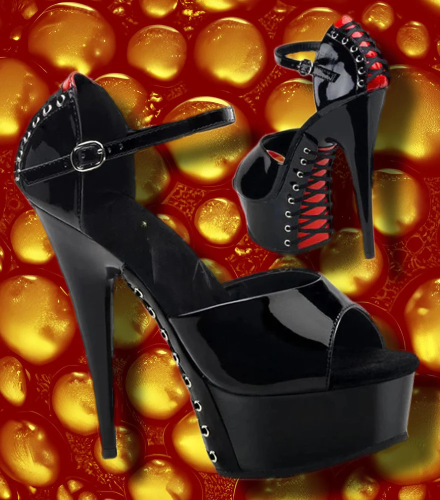 Pleaser DELIGHT 660FH Shoes Black/Red (UK6, 7, 8, 10) - Image 2