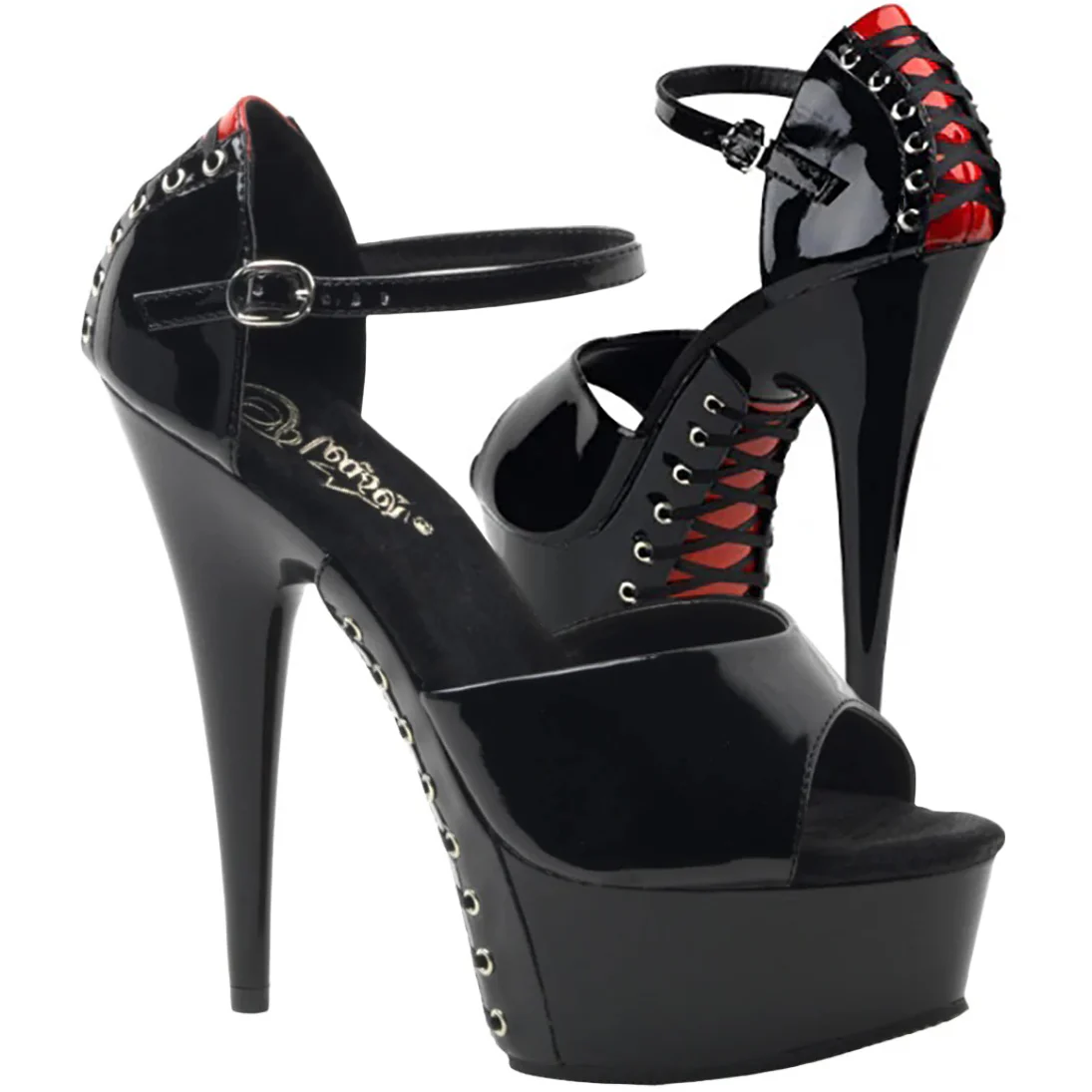 Pleaser DELIGHT 660FH Shoes Black/Red (UK6, 7, 8, 10) - Image 9