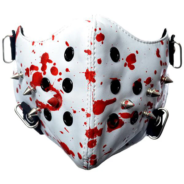 Poizen White Spike Face Mask Blood Splatter - Image 2