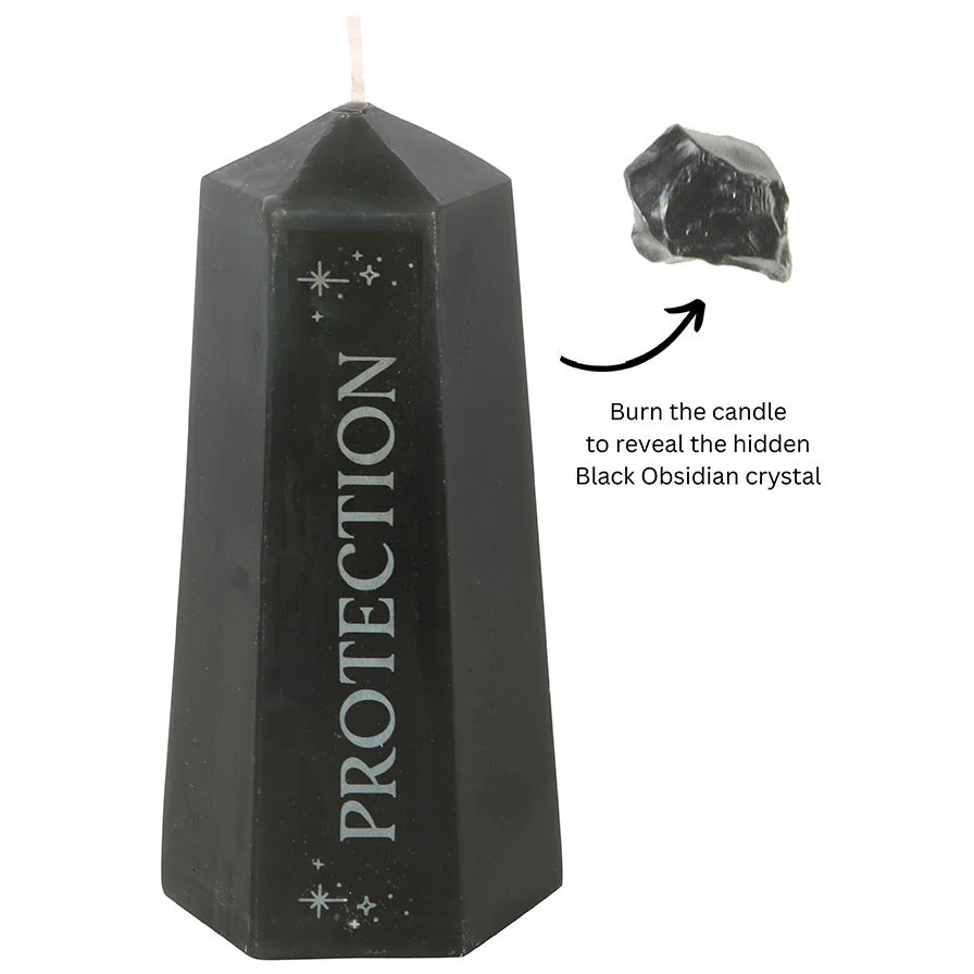 Protection Crystal Candle with Rough Black Obsidian - Image 2