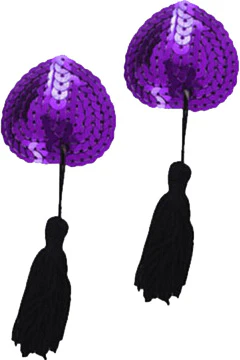 Purple Sequin Heart Nipple Tassels