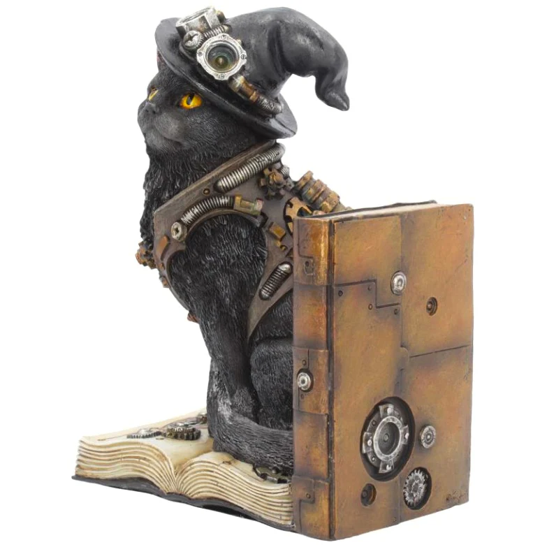 Purring Pioneer Steampunk Cat Bookend - Image 2