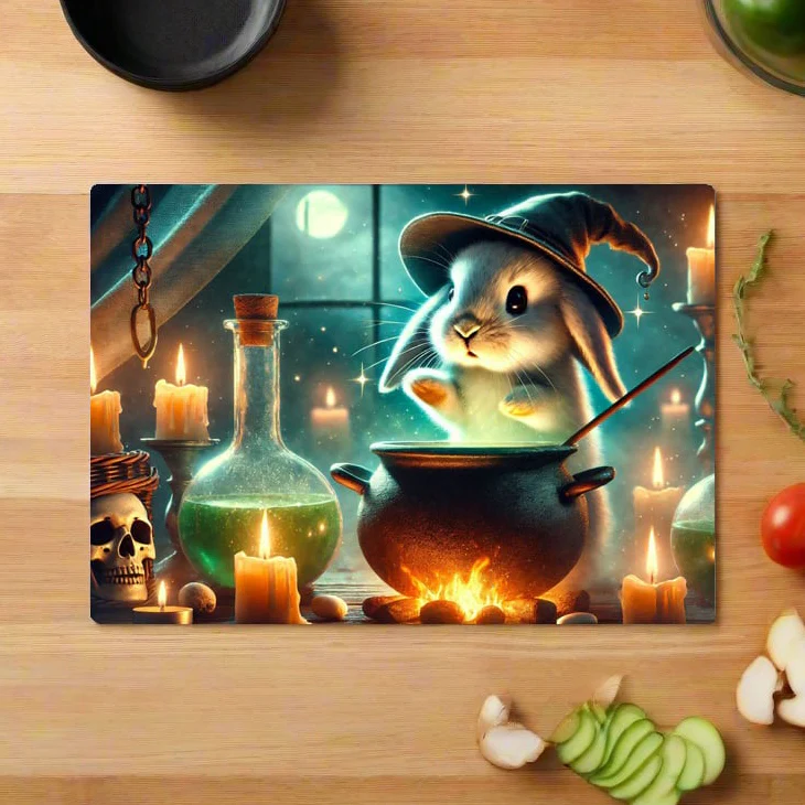 Rabbit Witch Glass Chopping Board - Image 3