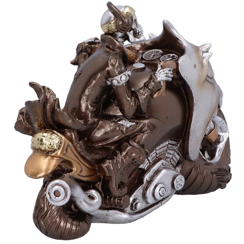 Rebel Rider Bronze Skeleton Biker Figurine - Image 5