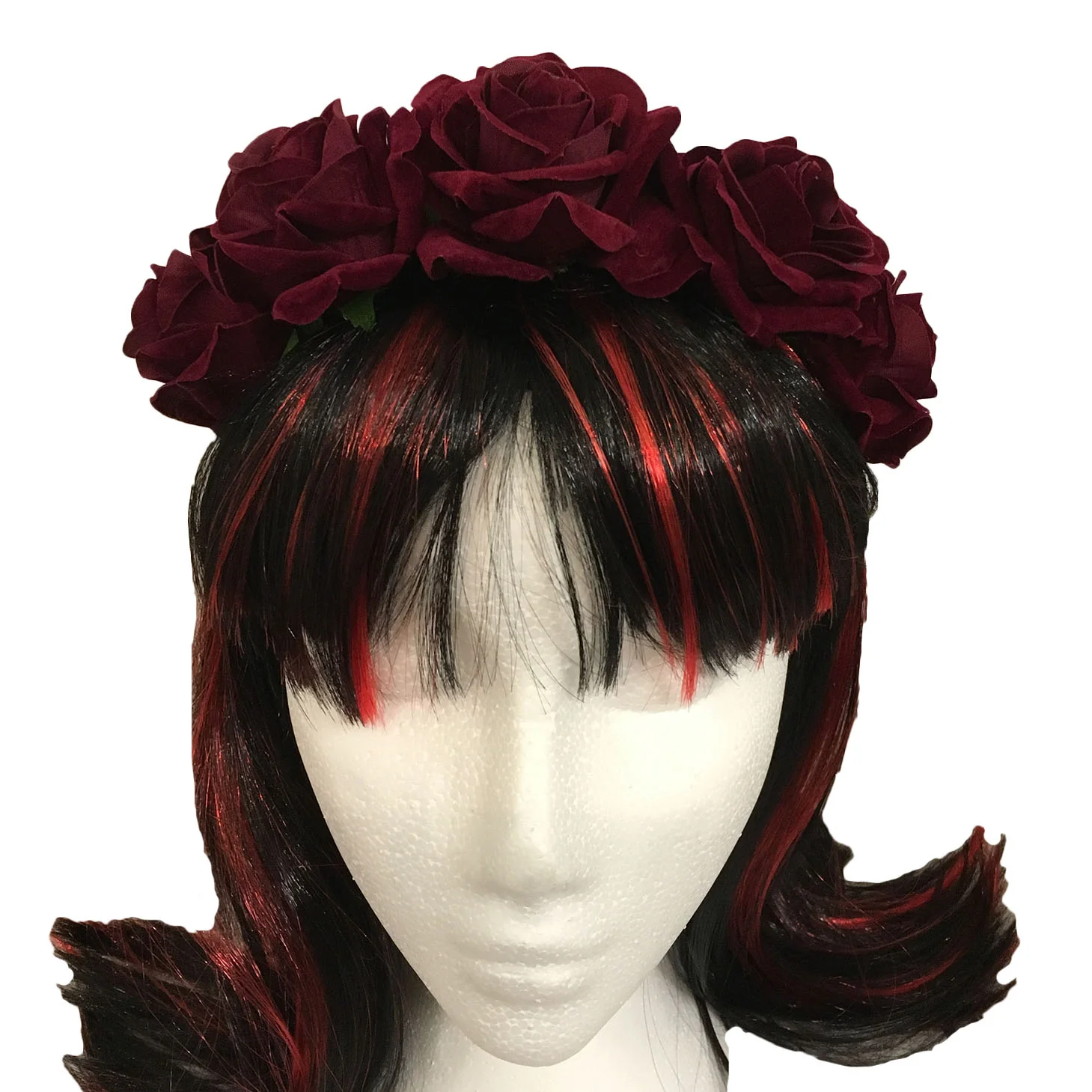 Red Rose Hair Garland Gothic Headdress - Image 3