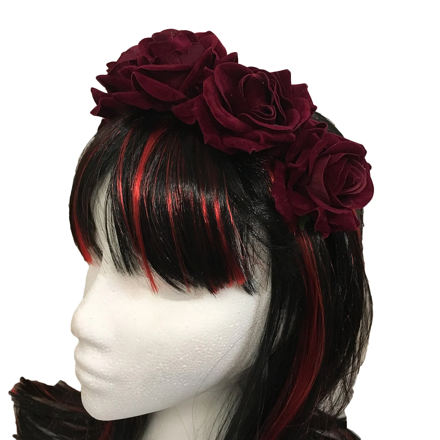 Red Rose Hair Garland Gothic Headdress - Image 4