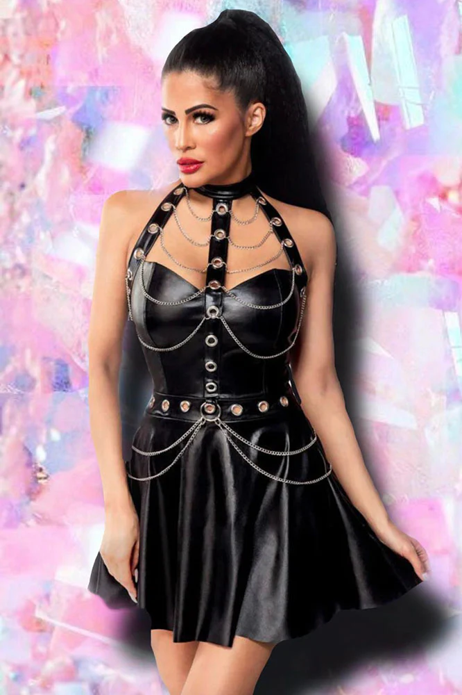 Saresia Flared Wetlook Dress (XS, XL) - Image 2