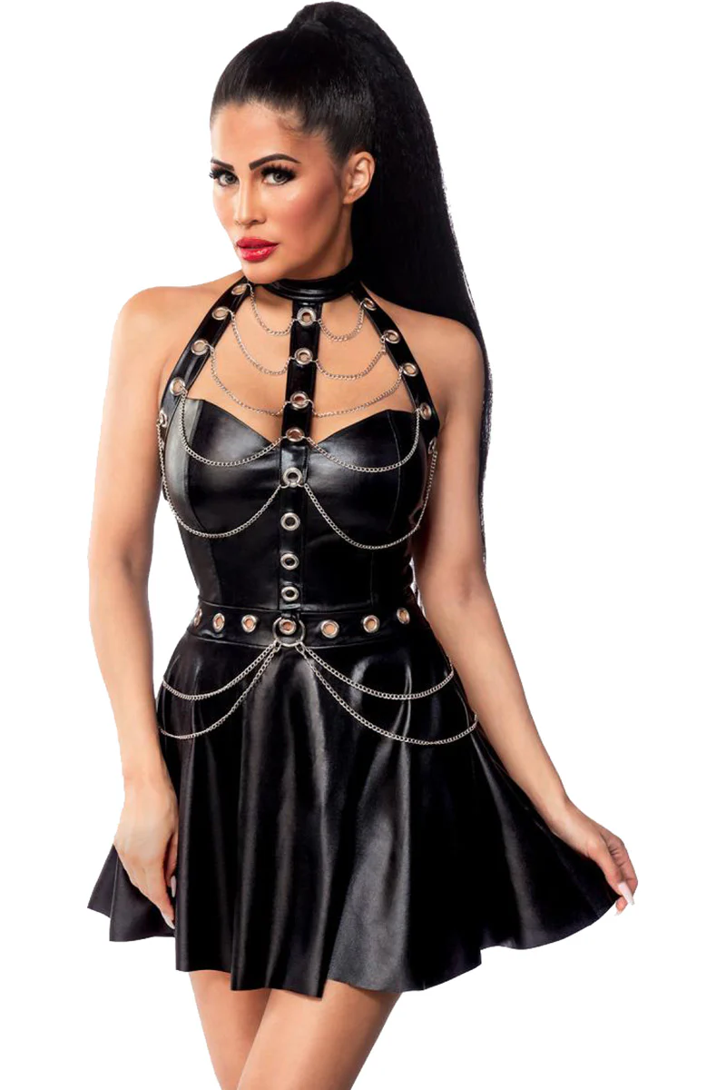 Saresia Flared Wetlook Dress (XS, XL) - Image 4