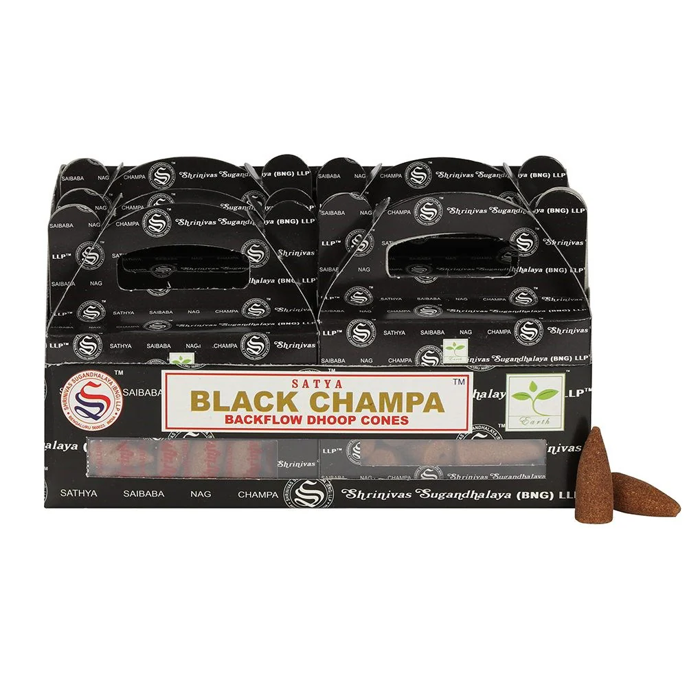 Satya Black Champa Backflow Dhoop Cones - Image 3