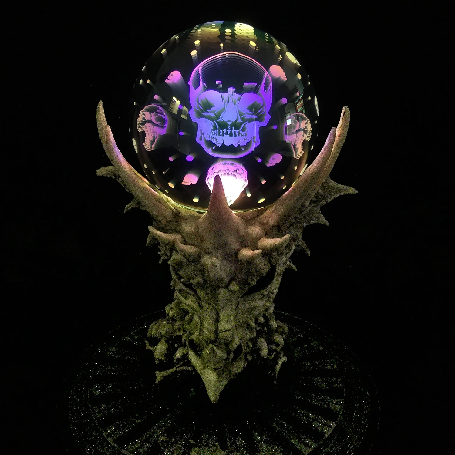 Skeletal Realm Dragon Skull and LED Crystal Orb - Image 3