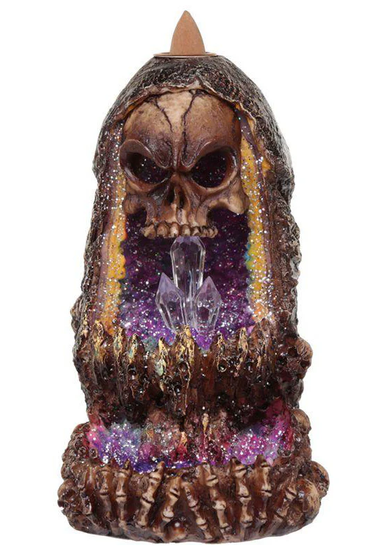 Skull Crystal Cave LED Backflow Incense Burner