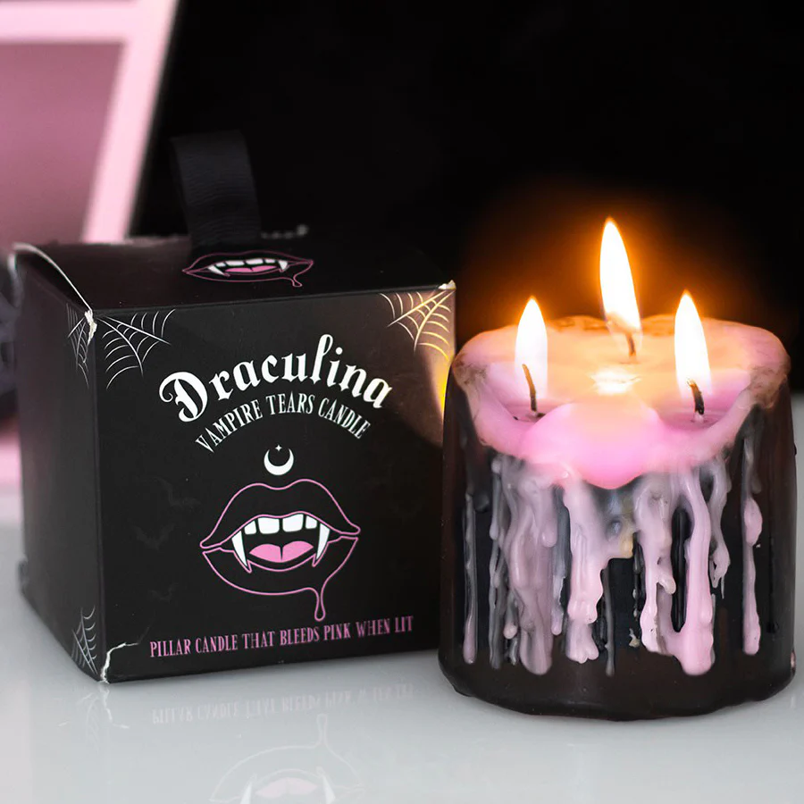 Small Pink Vampire Tears Pillar Candle - Image 2