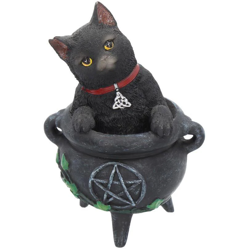 Smudge Black Cat Cauldron Figurine - Image 2