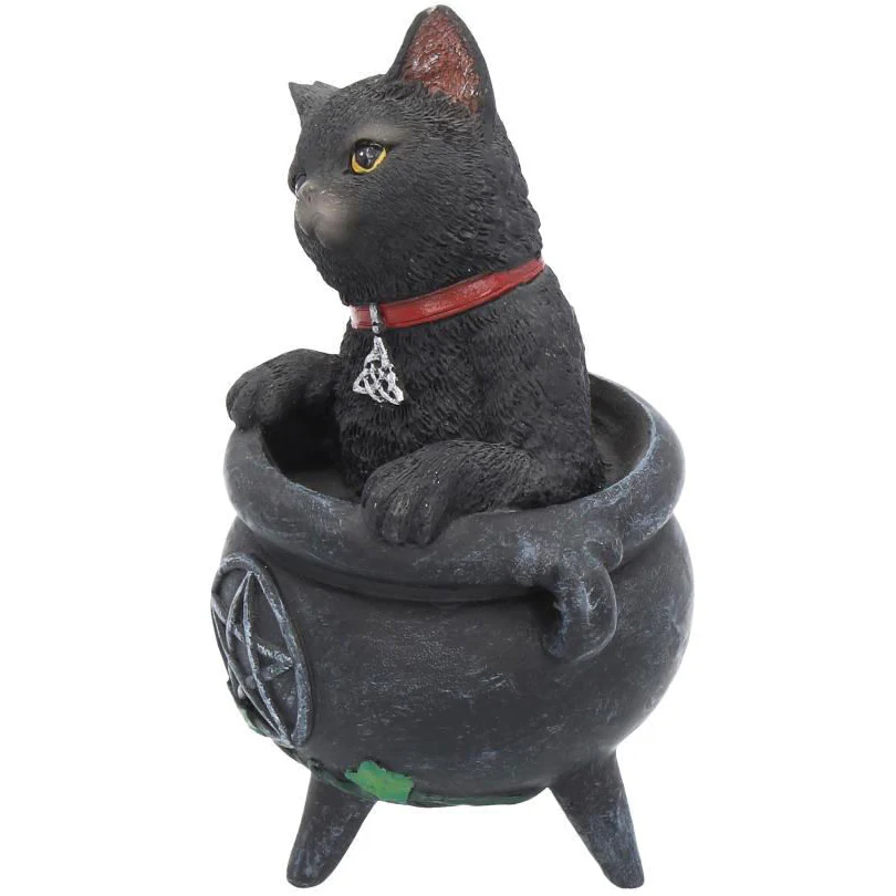 Smudge Black Cat Cauldron Figurine - Image 3