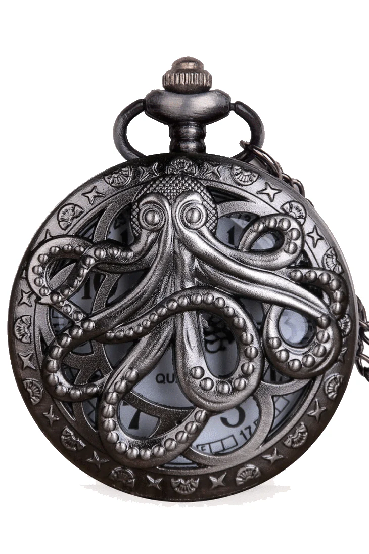 Steampunk Gunmetal Octopus Pocket Watch
