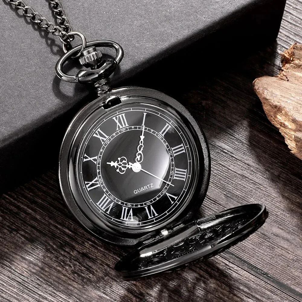 Steampunk Gunmetal Pocket Watch with Gears on Necklace Chain - Image 4