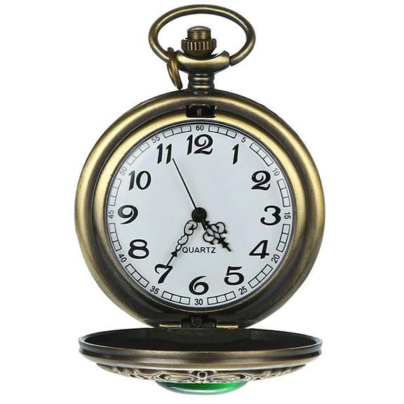 Steampunk Pocket Watch with green Cabochon - Image 6