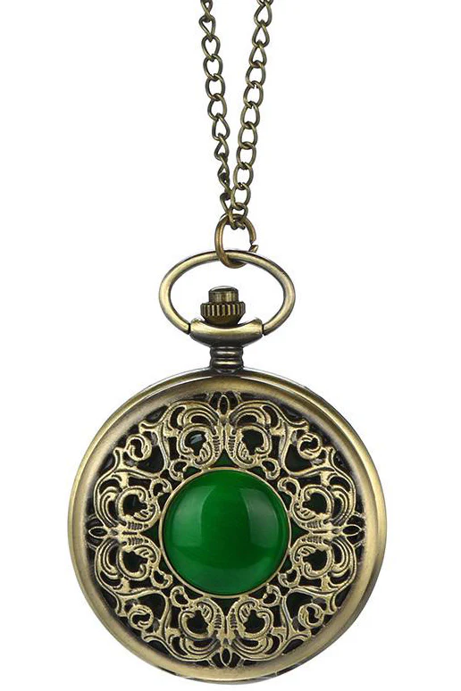 Steampunk Pocket Watch with green Cabochon - Image 7