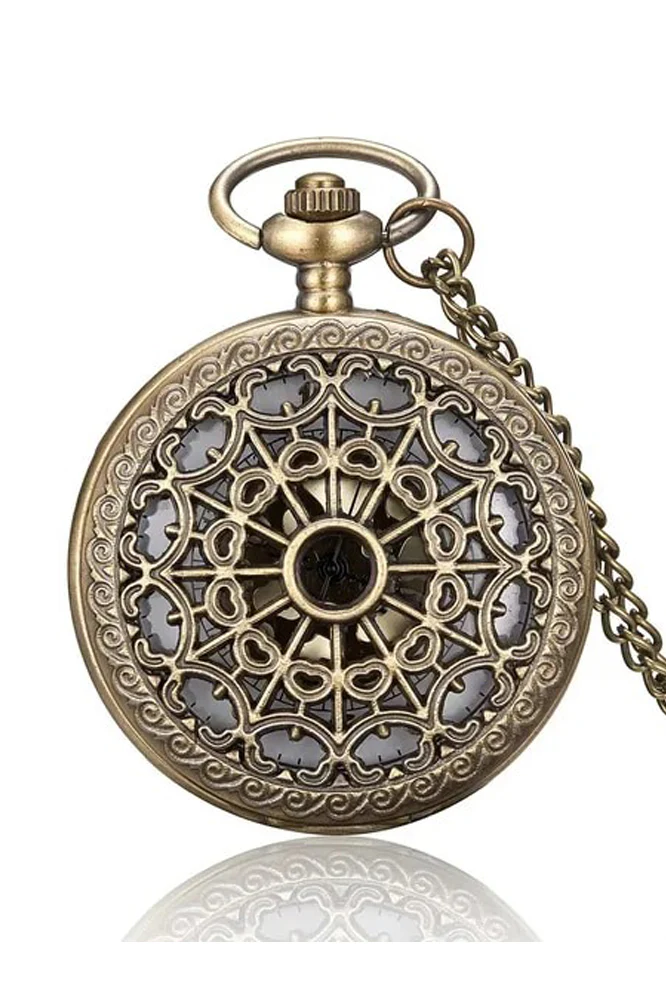 Steampunk Pocket Watch with Filigree Web Design