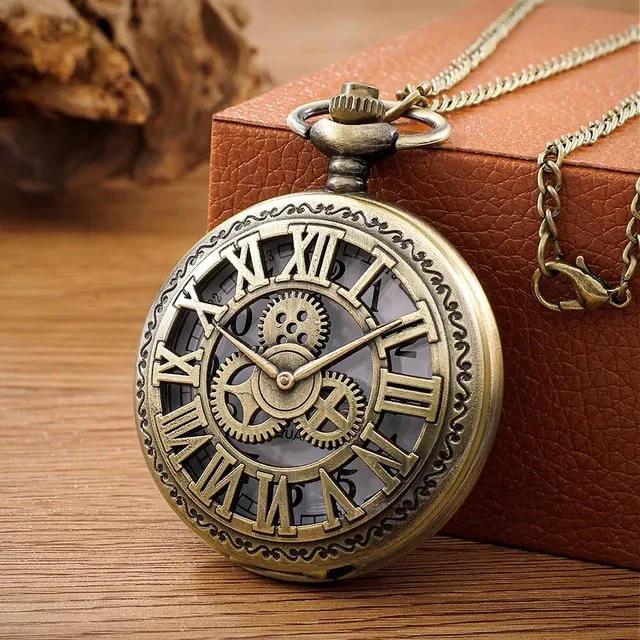 Steampunk Pocket Watch with Gears and Clock Face Design - Image 5