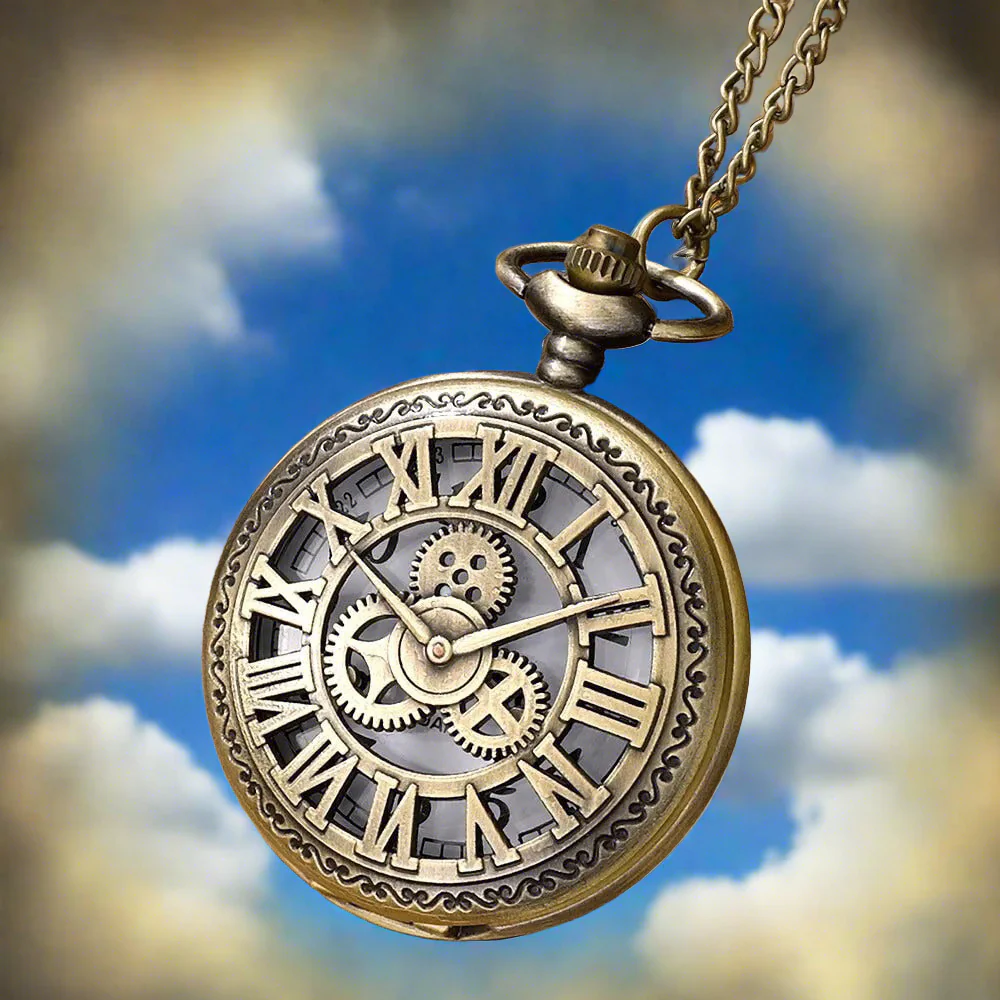 Steampunk Pocket Watch with Gears and Clock Face Design - Image 7