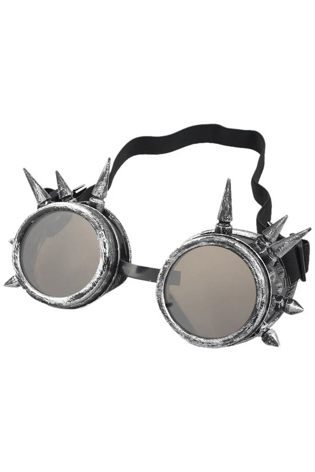 Steampunk Spike Goggles Antique Silver - Image 2