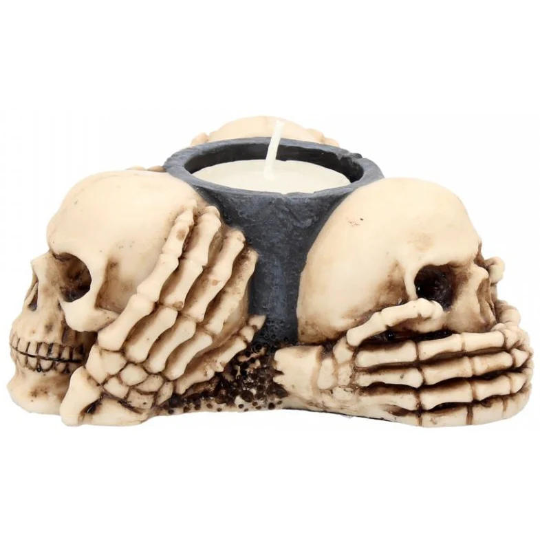Three Wise Skulls Tealight Holder - Image 7
