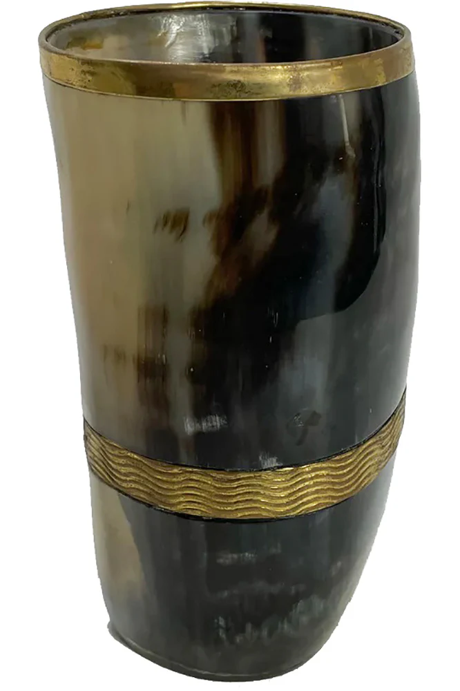 Viking Drinking Horn Beaker with Metal Banding - Image 3