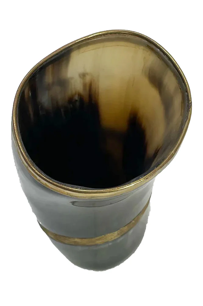 Viking Drinking Horn Beaker with Metal Banding - Image 4