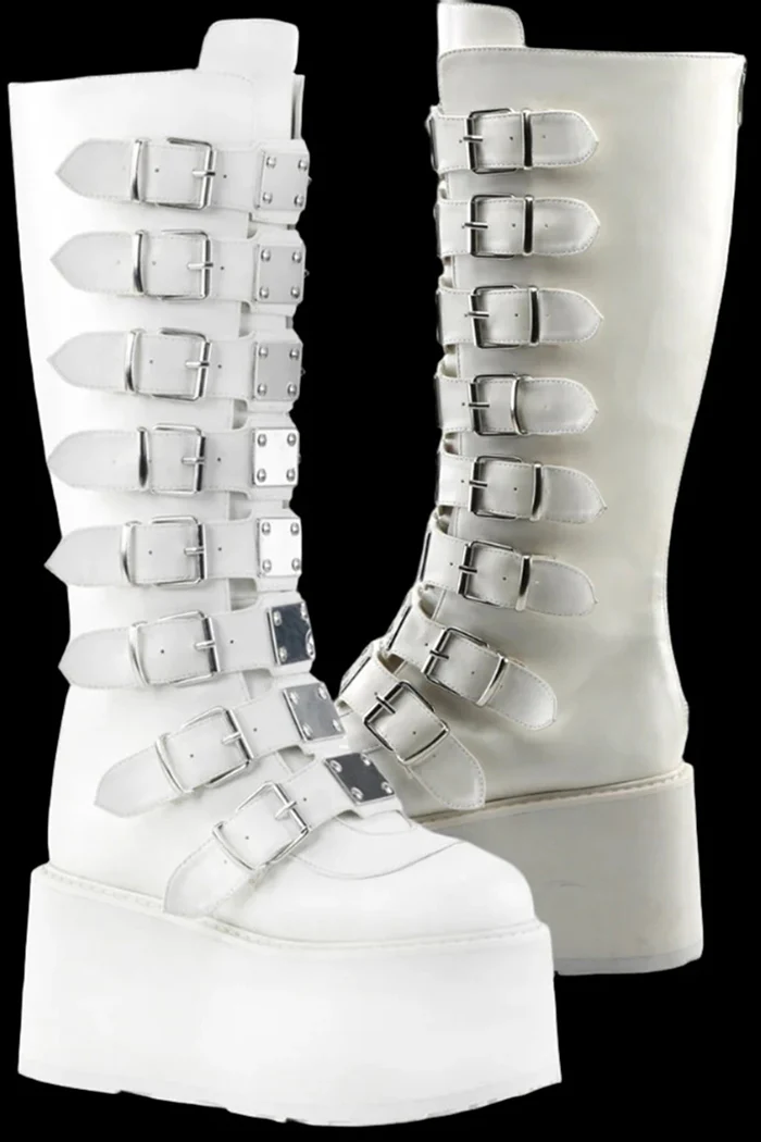 DemoniaCult DAMNED-318 Boots White (UK6)