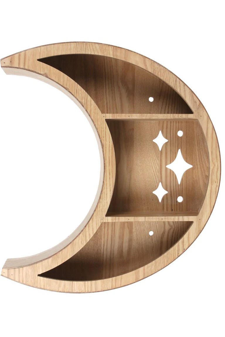 Wooden Crescent Moon Wall Shelf