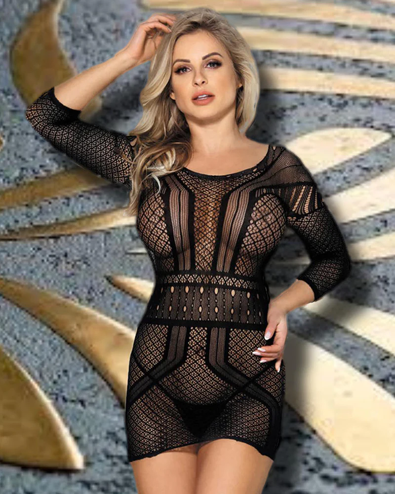 YesX Black Mesh Dress - Image 2