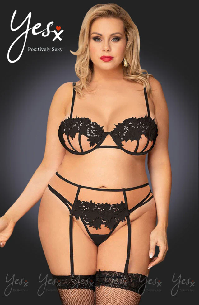 YesX Plus Size Black Lingerie Set - Image 3